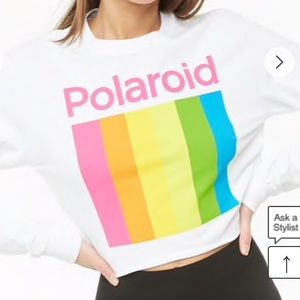 Cropped Polaroid Long Sleeve Sweatshirt